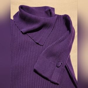 Preloved Women's Dress Barn Purple ¾ Sleeve Split Collar Sweater Sz XL